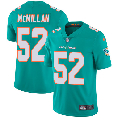 Nike Dolphins #52 Raekwon McMillan Aqua Green Team Color Men's Stitched NFL Vapor Untouchable Limited Jersey - Click Image to Close